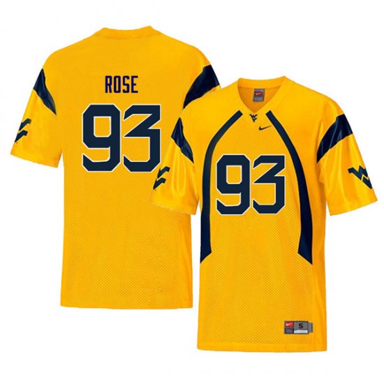 Men's West Virginia Mountaineers NCAA #93 Ezekiel Rose Yellow Authentic Nike Retro Stitched College Football Jersey LF15Q31LU